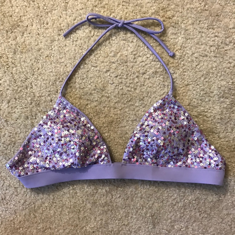 Victoria secret halter bikini top purple sequins M